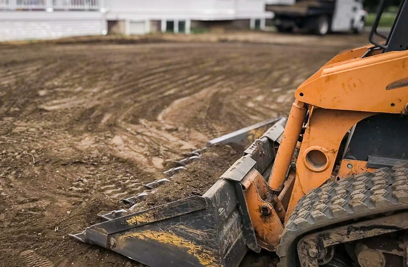 grading a yard with compact track loader