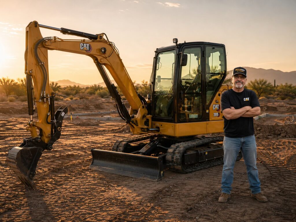 mark utility trench with cat 308 accudirt scottsdale